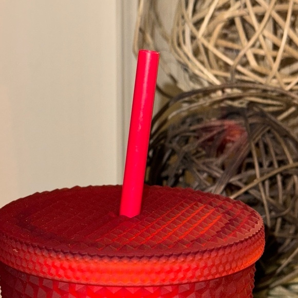 NWT STARBUCKS Coffee Co. 24oz. Matte Red Studded Cold Tumbler w/Lid & Straw - Picture 6 of 16
